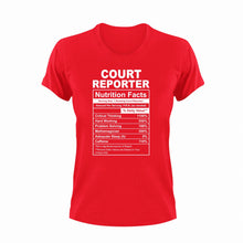 Load image into Gallery viewer, Court Reporter Nutrition Facts Funny T-Shirtcourt, Court Reporter, funny, Ladies, Mens, Nutrition Facts, Unisex
