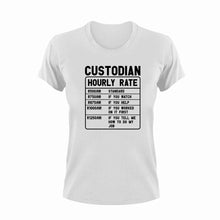 Load image into Gallery viewer, Custodian Hourly Rate Funny T-ShirtCustodian, funny, Hourly Rate, hourly rates, Ladies, Mens, Unisex
