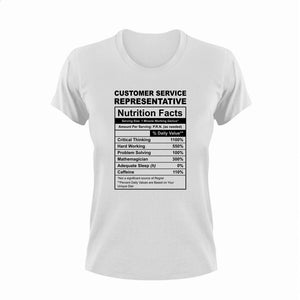 Customer Service Representative Nutrition Facts Funny T-ShirtCustomer Service Representative, funny, Ladies, Mens, Nutrition Facts, Unisex