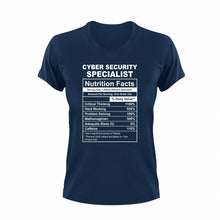 Load image into Gallery viewer, Cyber Security Specialist Nutrition Facts Funny T-ShirtCyber Security Specialist, funny, Ladies, Mens, Nutrition Facts, Unisex
