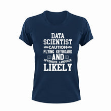 Load image into Gallery viewer, Data Scientist Caution Flying Keyboard Funny T-Shirtcaution, Caution Flying Items and Offensive Language, data, data scientist, funny, keyboards, Ladies, Mens, Unisex
