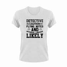 Load image into Gallery viewer, Detective Caution Flying Notes Funny T-Shirtcaution, Caution Flying Items and Offensive Language, Crime, Detective, funny, Ladies, Mens, note, notes, Unisex
