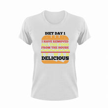 Load image into Gallery viewer, Diet Day 1 Funny T-Shirtdiet, fast food, food, funny, Ladies, Mens, Unisex
