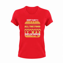 Load image into Gallery viewer, Diet Day 1 Funny T-Shirtdiet, fast food, food, funny, Ladies, Mens, Unisex
