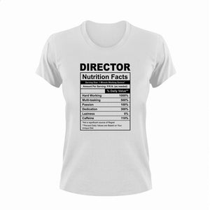 Director Nutrition Facts Funny T-ShirtDirector, funny, Ladies, Mens, Nutrition Facts, Unisex