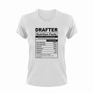 Drafter Nutrition Facts Funny T-Shirtdrafter, funny, Ladies, Mens, Nutrition Facts, Unisex