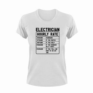 Electrician Hourly Rate Funny T-ShirtElectrician, Electricity, funny, Hourly Rate, hourly rates, Ladies, Mens, Unisex