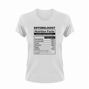 Entomologist Nutrition Facts Funny T-ShirtEntomologist, funny, Ladies, Mens, Nutrition Facts, Unisex