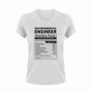 Environmental Engineer Nutrition Facts Funny T-ShirtEnvironmental Engineer, funny, Ladies, Mens, Nutrition Facts, Unisex