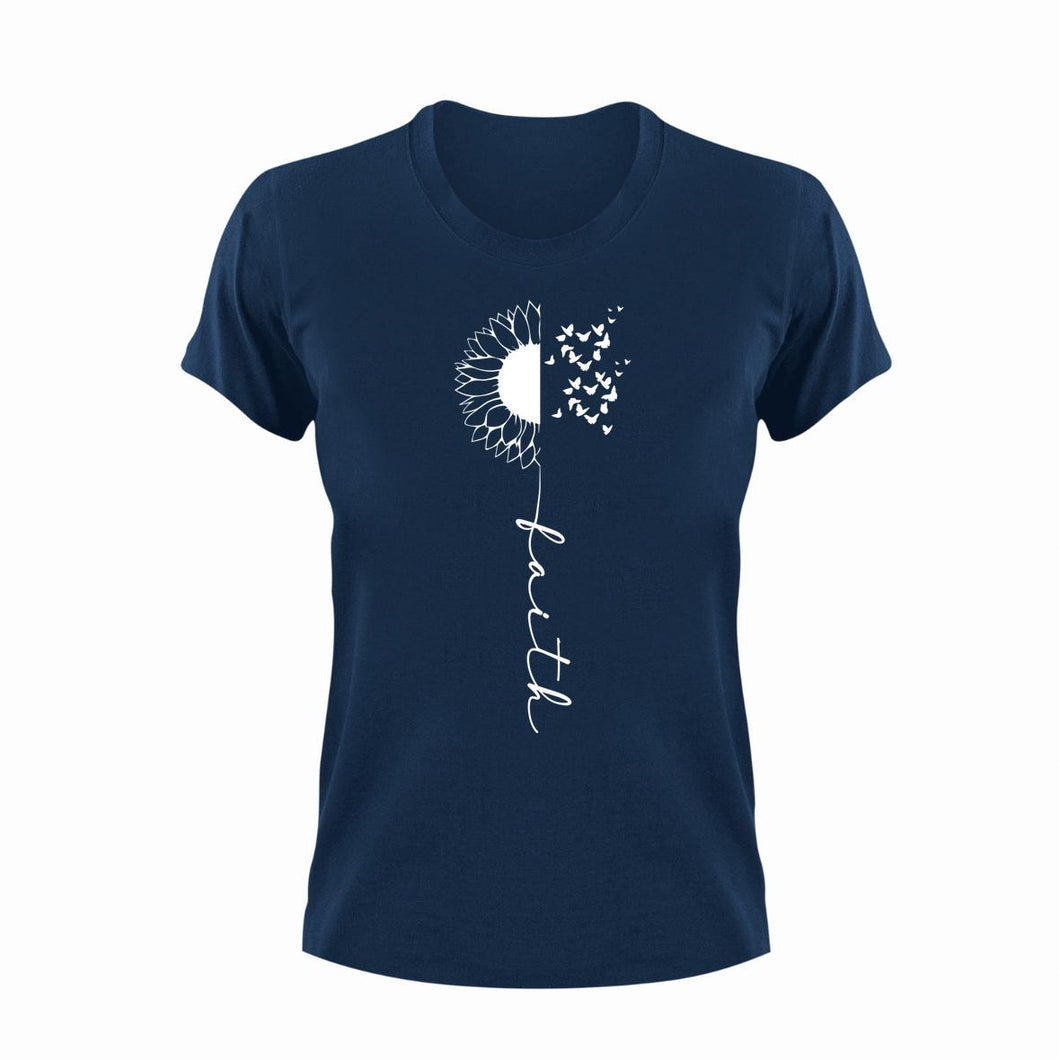 Faith Sunflower Unisex Navy T-Shirt Gift Idea 123