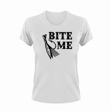 Load image into Gallery viewer, Bite me Fishing T-ShirtAdventure, camping, fish, fishing, Ladies, Mens, Unisex
