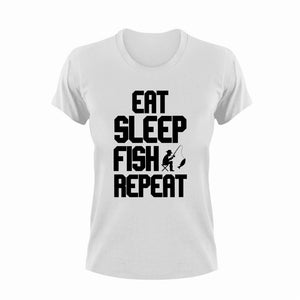 Eat sleep fish repeat T-Shirteat, fish, fishing, Ladies, Mens, repeat, sleep, Unisex