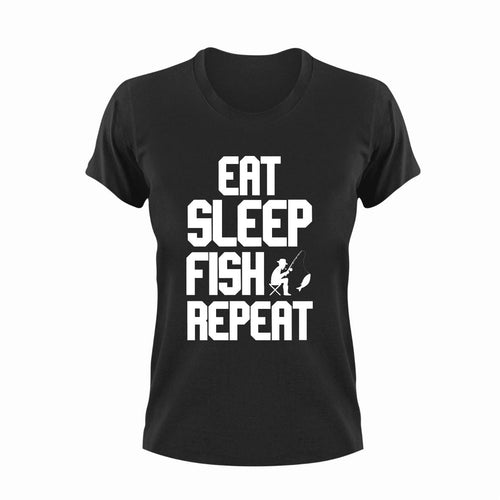 Eat sleep fish repeat T-Shirteat, fish, fishing, Ladies, Mens, repeat, sleep, Unisex