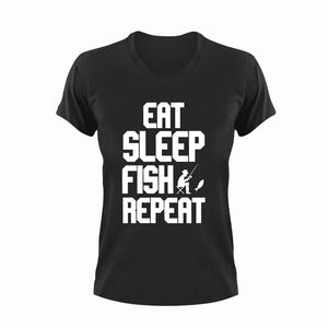 Eat sleep fish repeat T-Shirteat, fish, fishing, Ladies, Mens, repeat, sleep, Unisex