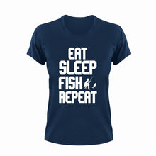 Load image into Gallery viewer, Eat sleep fish repeat T-Shirteat, fish, fishing, Ladies, Mens, repeat, sleep, Unisex
