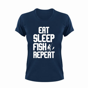 Eat sleep fish repeat T-Shirteat, fish, fishing, Ladies, Mens, repeat, sleep, Unisex