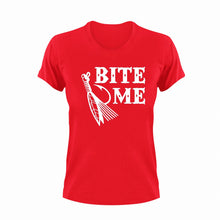 Load image into Gallery viewer, Bite me Fishing T-ShirtAdventure, camping, fish, fishing, Ladies, Mens, Unisex
