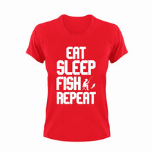 Load image into Gallery viewer, Eat sleep fish repeat T-Shirteat, fish, fishing, Ladies, Mens, repeat, sleep, Unisex
