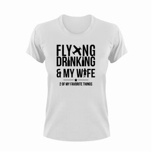 Flying Drinking And My Wife Funny T-Shirtairplane, alcohol, aviation, drinking, drinking and my wife, flying, funny, Ladies, Mens, plane, Unisex, wife