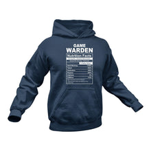 Load image into Gallery viewer, Game Warden Nutritional Facts Hoodie - Best gift Idea for a Game Warden
