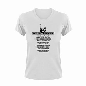 10 Reasons to date a golfer T-Shirtdad, Dad Jokes, date, dating, fatherhood, Fathers day, girlfriend, golf, golfer, Ladies, Mens, Unisex