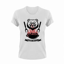 Load image into Gallery viewer, Bear Grills Barbeque T-Shirtbarbeque, bear, Braai, funny, Grilling, Ladies, Mens, puns, Unisex
