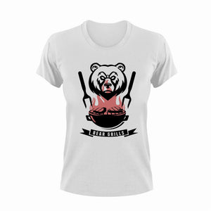 Bear Grills Barbeque T-Shirtbarbeque, bear, Braai, funny, Grilling, Ladies, Mens, puns, Unisex