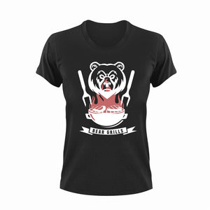 Bear Grills Barbeque T-Shirtbarbeque, bear, Braai, funny, Grilling, Ladies, Mens, puns, Unisex