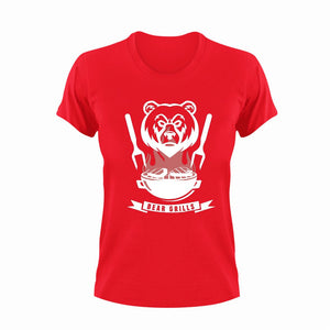 Bear Grills Barbeque T-Shirtbarbeque, bear, Braai, funny, Grilling, Ladies, Mens, puns, Unisex