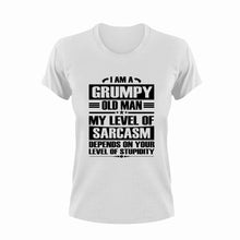 Load image into Gallery viewer, I am a grumpy old man my level of sarcasm depends on your stupidity T-Shirt
