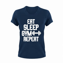 Load image into Gallery viewer, Eat sleep gym repeat T-Shirteat, gym, gymnast, Ladies, Mens, repeat, sleep, Unisex, workout
