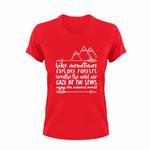 Load image into Gallery viewer, Hike mountains explore forests breathe the wild gaze at the stars T-Shirt
