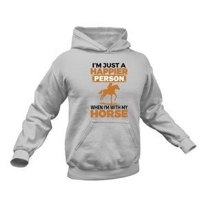Happier Horse Person Hoodie - Horse Gift, Gifts for Horse Lovers, Equestrian Gifts, Equestrian Gifts for Her