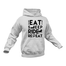 Load image into Gallery viewer, Eat Sleep Ride Horses Repeat Hoodie - Equestrian Gift Idea
