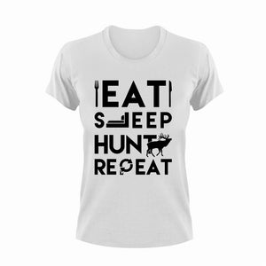 Eat sleep hunt repeat T-Shirtanimals, deer, eat, hunt, hunter, hunting, Ladies, Mens, repeat, sleep, Unisex