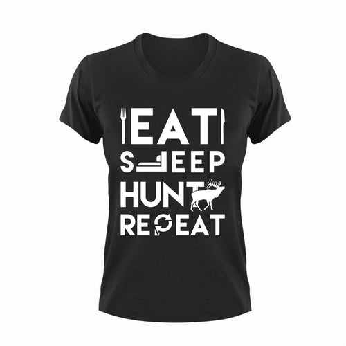 Eat sleep hunt repeat T-Shirtanimals, deer, eat, hunt, hunter, hunting, Ladies, Mens, repeat, sleep, Unisex