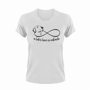 A Lab's Love Is Infinite Dog T-Shirtcute, dog, dogs, emotional, Labrador, Ladies, love, Mens, pets, Unisex