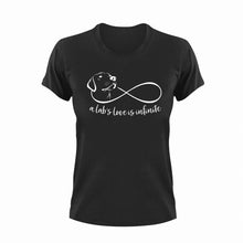 Load image into Gallery viewer, A Lab&#39;s Love Is Infinite Dog T-Shirtcute, dog, dogs, emotional, Labrador, Ladies, love, Mens, pets, Unisex
