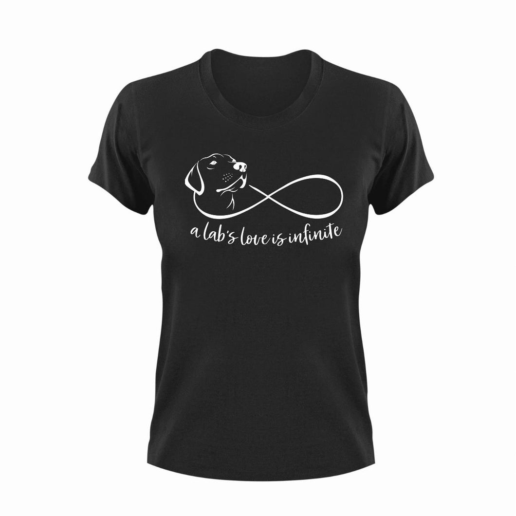 A Lab's Love Is Infinite Dog T-Shirtcute, dog, dogs, emotional, Labrador, Ladies, love, Mens, pets, Unisex