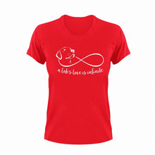 Load image into Gallery viewer, A Lab&#39;s Love Is Infinite Dog T-Shirtcute, dog, dogs, emotional, Labrador, Ladies, love, Mens, pets, Unisex

