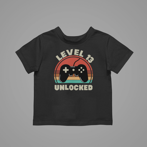 Level 13 Unlocked Kids T-Shirtbirthday, boy, dog, girl, kids, neice, nephew