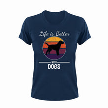 Load image into Gallery viewer, Life Is Better With Dogs Unisex Navy T-Shirt Gift Idea 126
