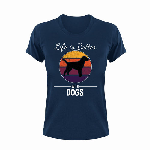 Life Is Better With Dogs Unisex Navy T-Shirt Gift Idea 126