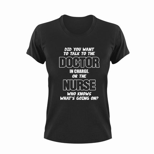Did you want to talk to the doctor or nurse T-Shirtdoctor, Ladies, medical, Mens, nurse, Unisex