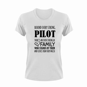 Strong Pilot T-Shirtairplane, Behind every, family, Ladies, Mens, pilot, strong, Unisex