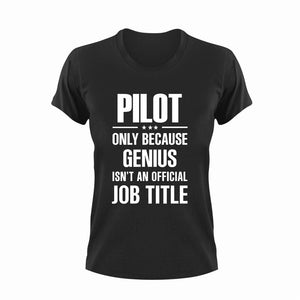 Genius Pilot T-Shirtairplane, Genius, Ladies, Mens, pilot, Unisex