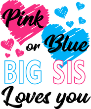 Load image into Gallery viewer, Pink or Blue Big Sis Loves You Hoodie - Gender Reveal
