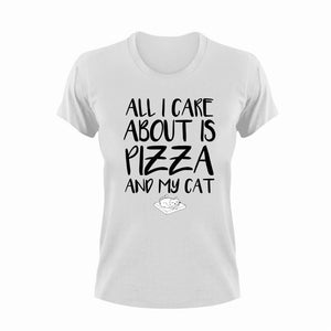 All I Care About Is Pizza And My Cat Funny T-Shirtanimal, animals, cat, funny, Ladies, Mens, pets, pizza, Unisex