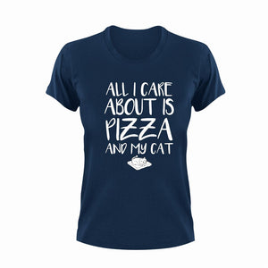 All I Care About Is Pizza And My Cat Funny T-Shirtanimal, animals, cat, funny, Ladies, Mens, pets, pizza, Unisex