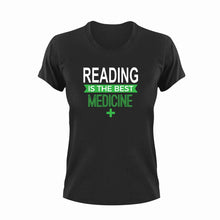Load image into Gallery viewer, Reading is the best medicine T-Shirtbig books, bookmark, books, Ladies, medicine, Mens, read, reading, the best medicine, Unisex
